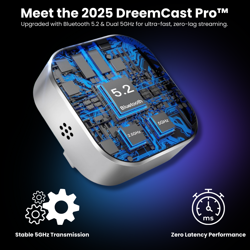 DreemCast™ 2025 — Wireless CarPlay & Android Auto: Stream Anywhere, Drive Happier