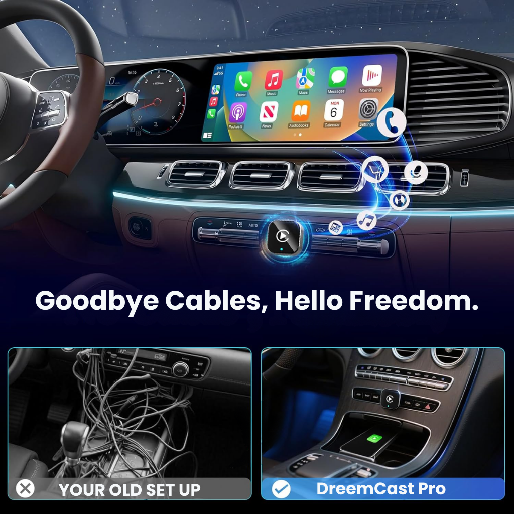 DreemCast™ 2025 — Wireless CarPlay & Android Auto: Stream Anywhere, Drive Happier